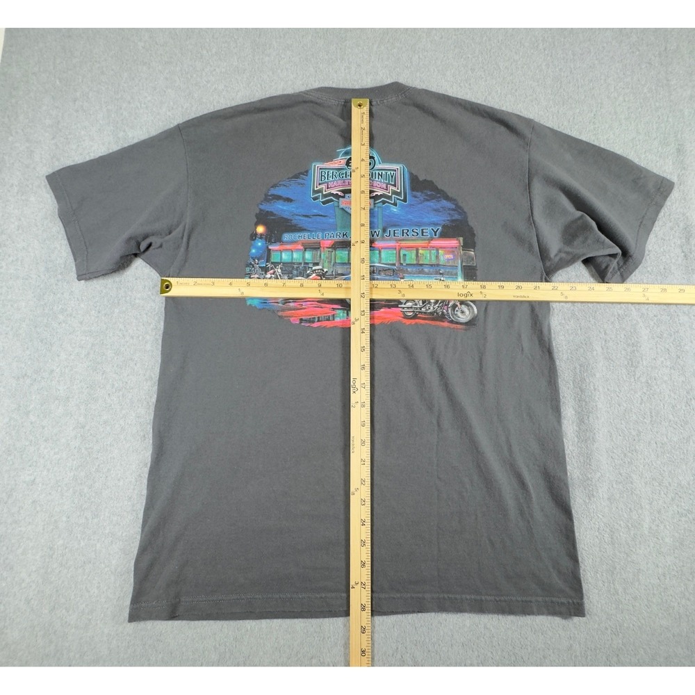 Harley Davidson T Shirt Mens L Gray Bergen County NJ New Jersey Cotton Retro - Picture 4 of 5